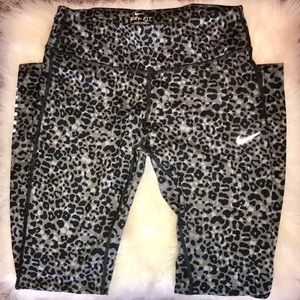 Nike Dri-Fit Gray & Black Cheetah Print Leggings
